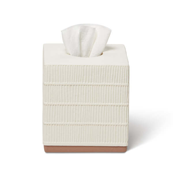 Ekirlin Resin Tissue Box Cover Square, White Flower Decorative Textures